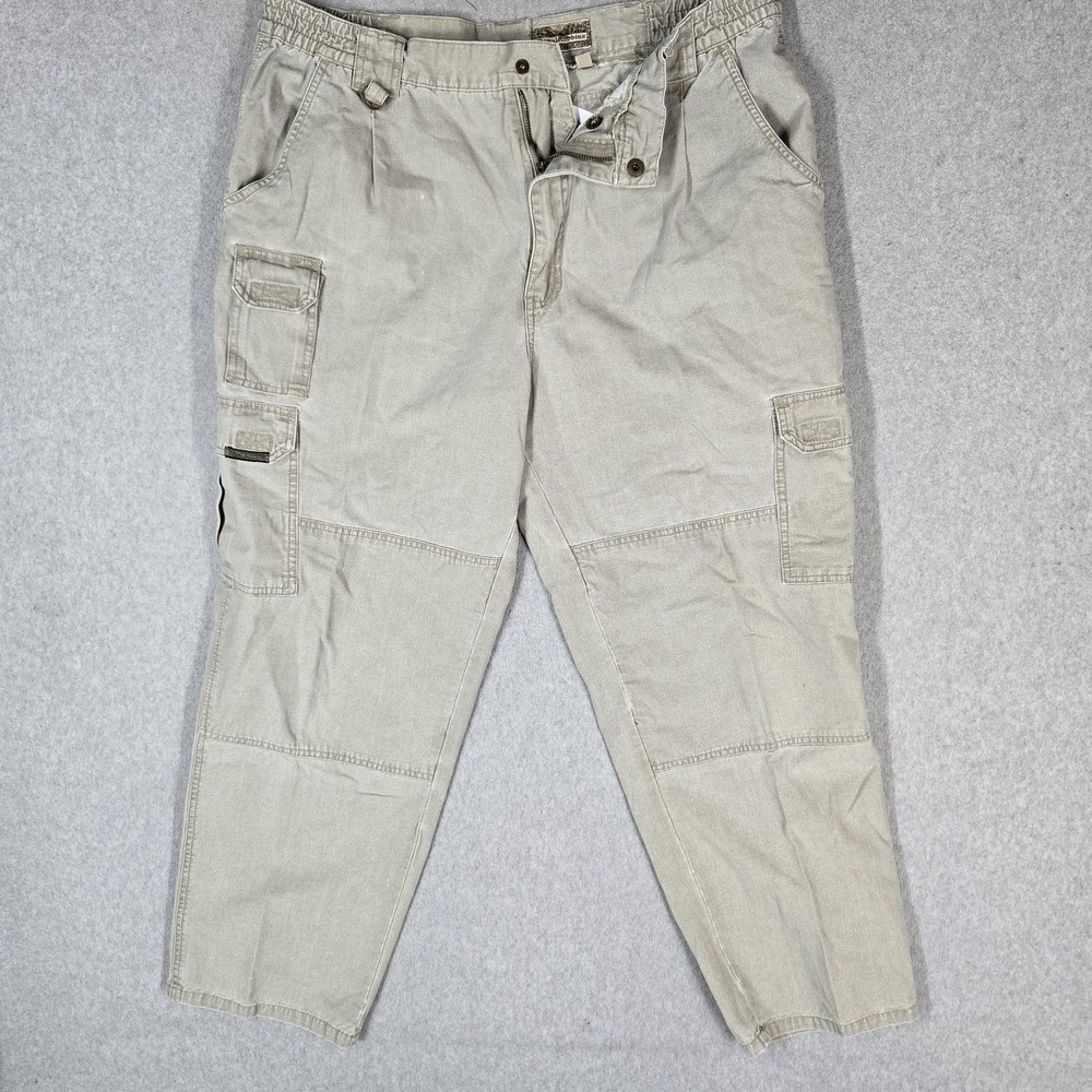 Royal Robbins Men Pants 38X30 Beige Cargo Canvas 27" Inseam Logo Outdoor Pockets